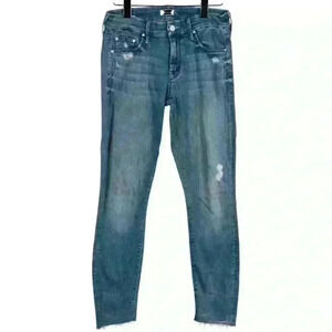 Mother The Looker Graffiti Girl Skinny Jeans Distressed Accents Size 26